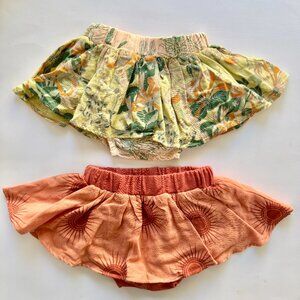 Kate Quinn Bloomer Bundle (2) | Floral Skirted + Sunburst Print | 6–12M | GUC
